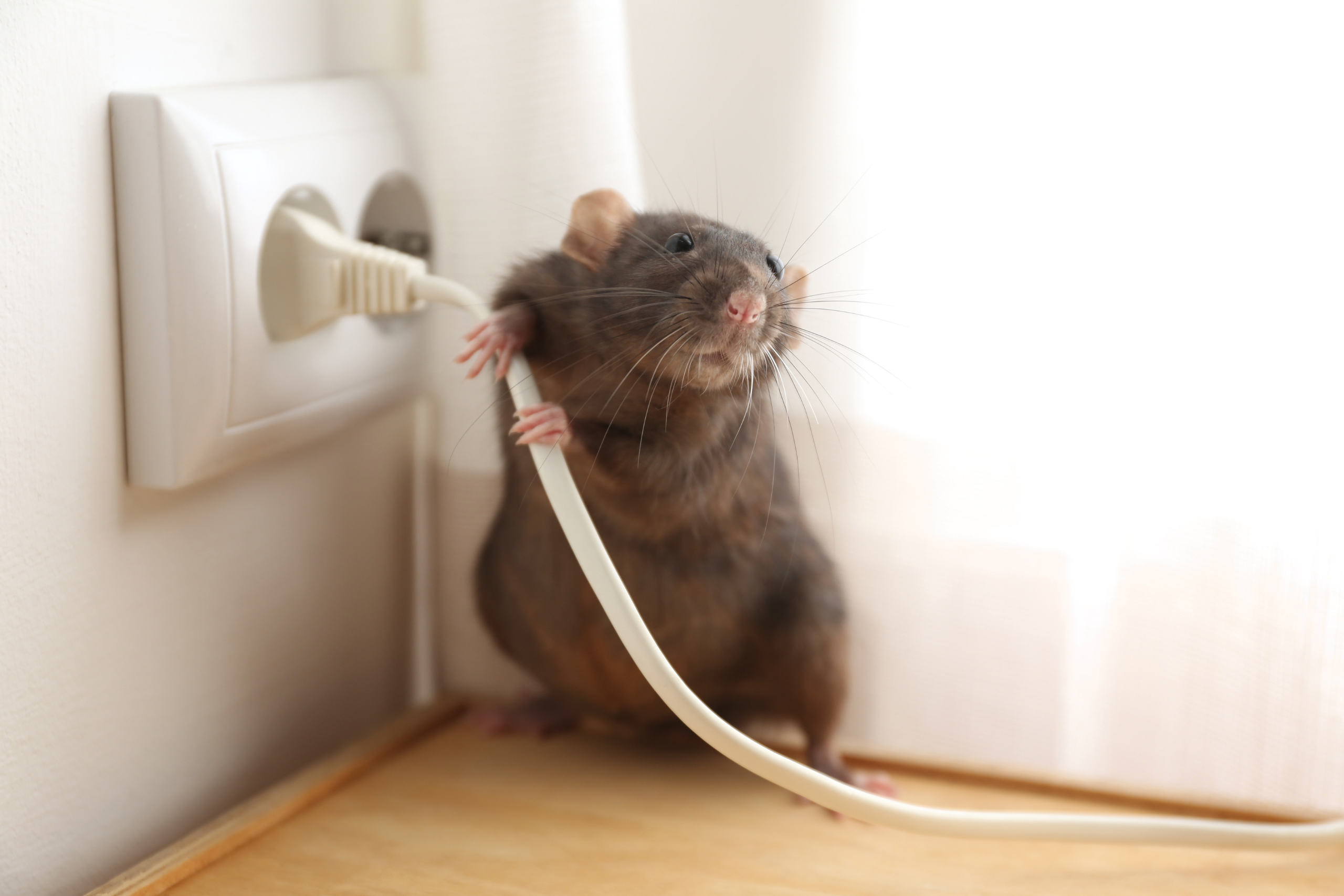rats inside house unplugging something from wall